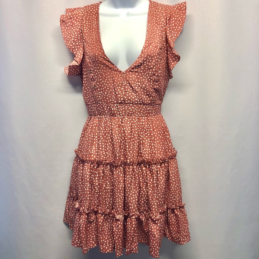 Polka Dot pink and white flare sun dress